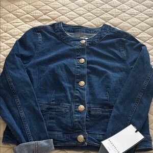 Bagatelle Dark Blue Denim Jacket with Gold Buttons Medium NWT